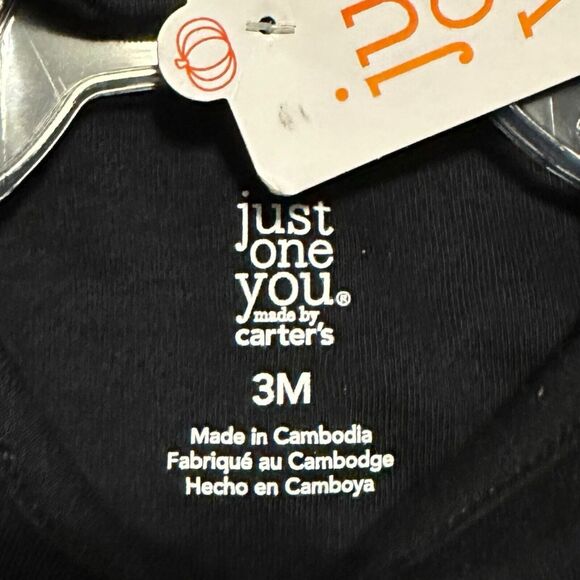 Carters Infant 3 Months Black Skeleton Footed Pajamas + Matching Hat – Halloween - Picture 7 of 8